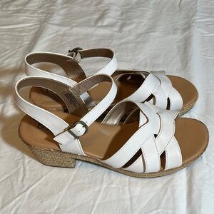 BOC White and Tan Sandals with Woven Straps